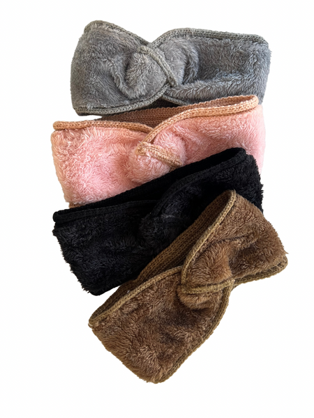 Black Faux Fur Knit Winter Headband