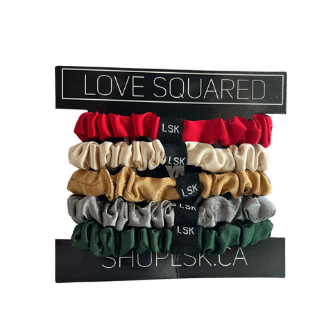 Holiday - 5pc Luxe Satin Skinny Scrunchie Set