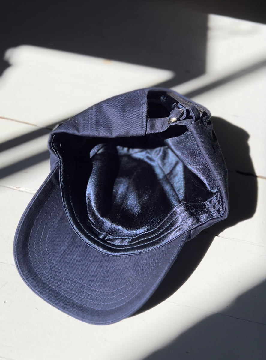 Navy Satin Lined Ball Cap – Love Squared