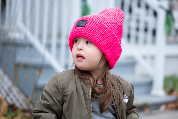 Neon Pink Waffle Toque