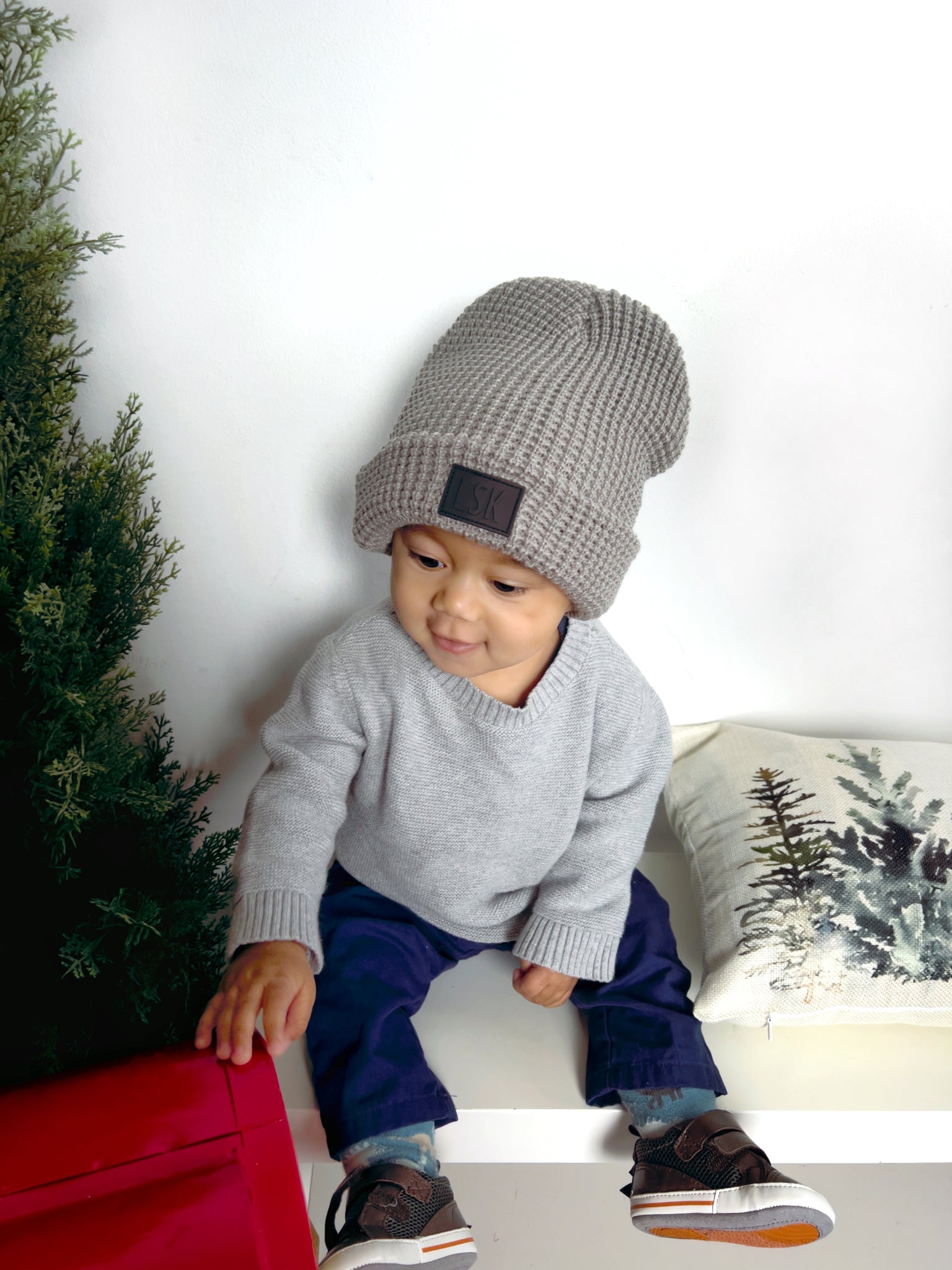 KIDS Grey Waffle Toque