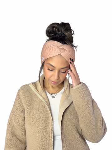 Blush Faux Fur Knit Winter Headband
