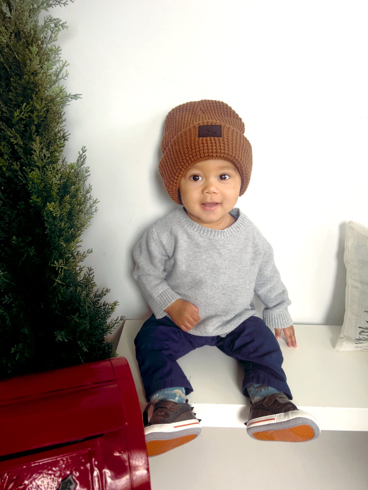 KIDS Cognac Waffle Toque