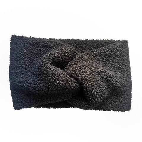 Black Cozy Sherpa Winter Headband