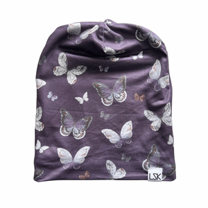 Purple Butterflies Adult Slouchy Beanie