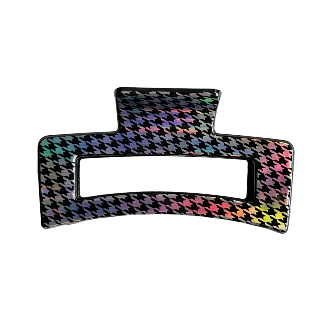 Holographic Houndstooth Claw Clip - Medium