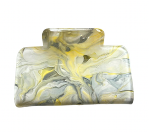 Grey & Yellow Swirl Claw Clip - Medium