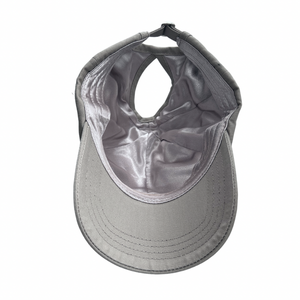 Grey PONYTAIL Satin Lined Ball Cap