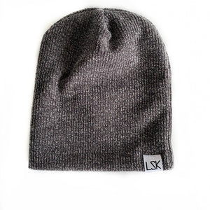 Charcoal Ribbed Sweater Slouchy Beanie