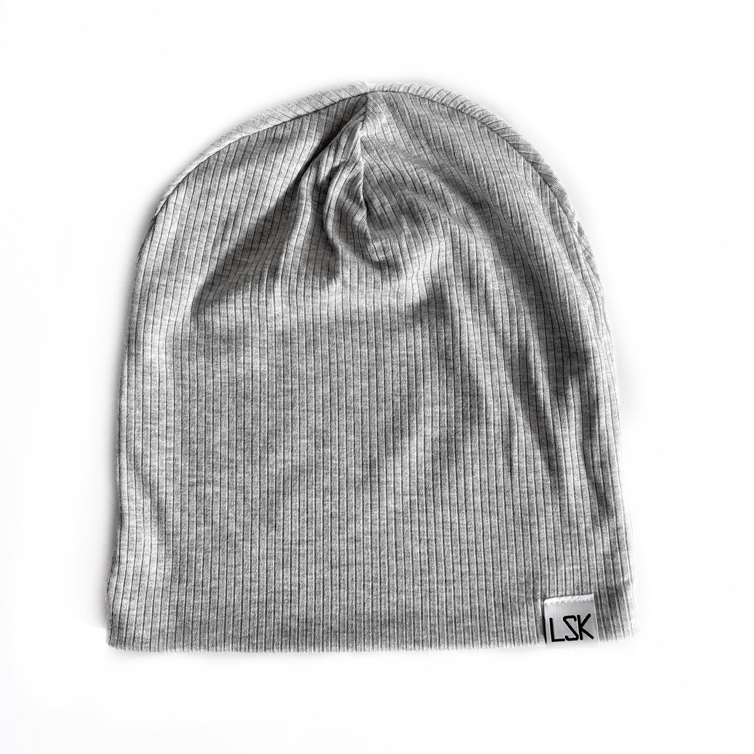 Light Grey Ribbed Adult Slouchy Beanie