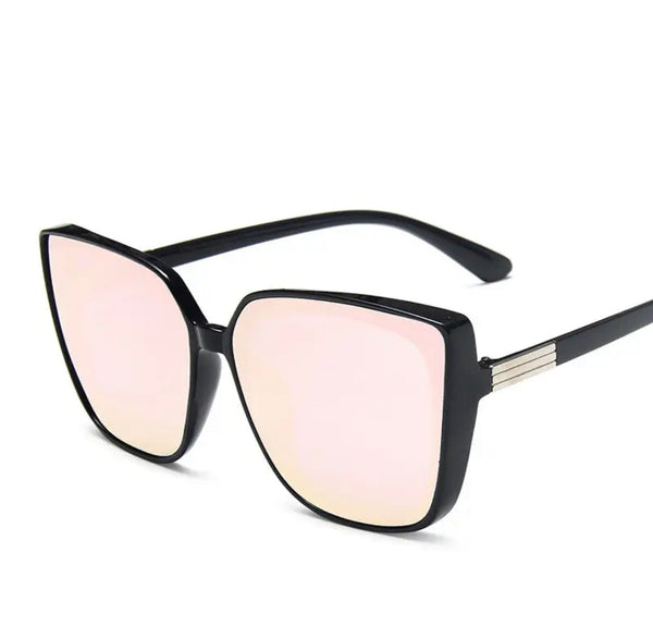 Pink Gold Mirrored Cat Eye Oversized Sunglasses