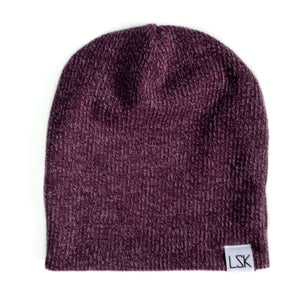 Bordeaux Ribbed Sweater Knit Slouchy Beanie