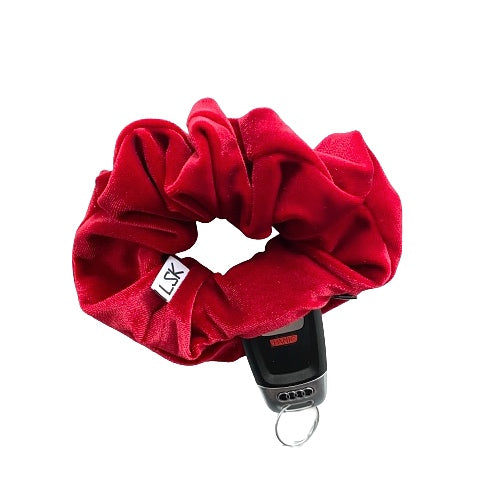 Ruby Red Velvet Zipper Scrunchie