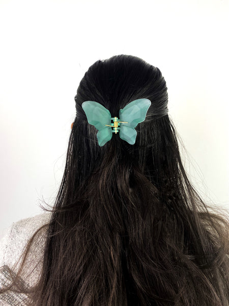 Jade Frosted Butterfly Claw Clip - Small