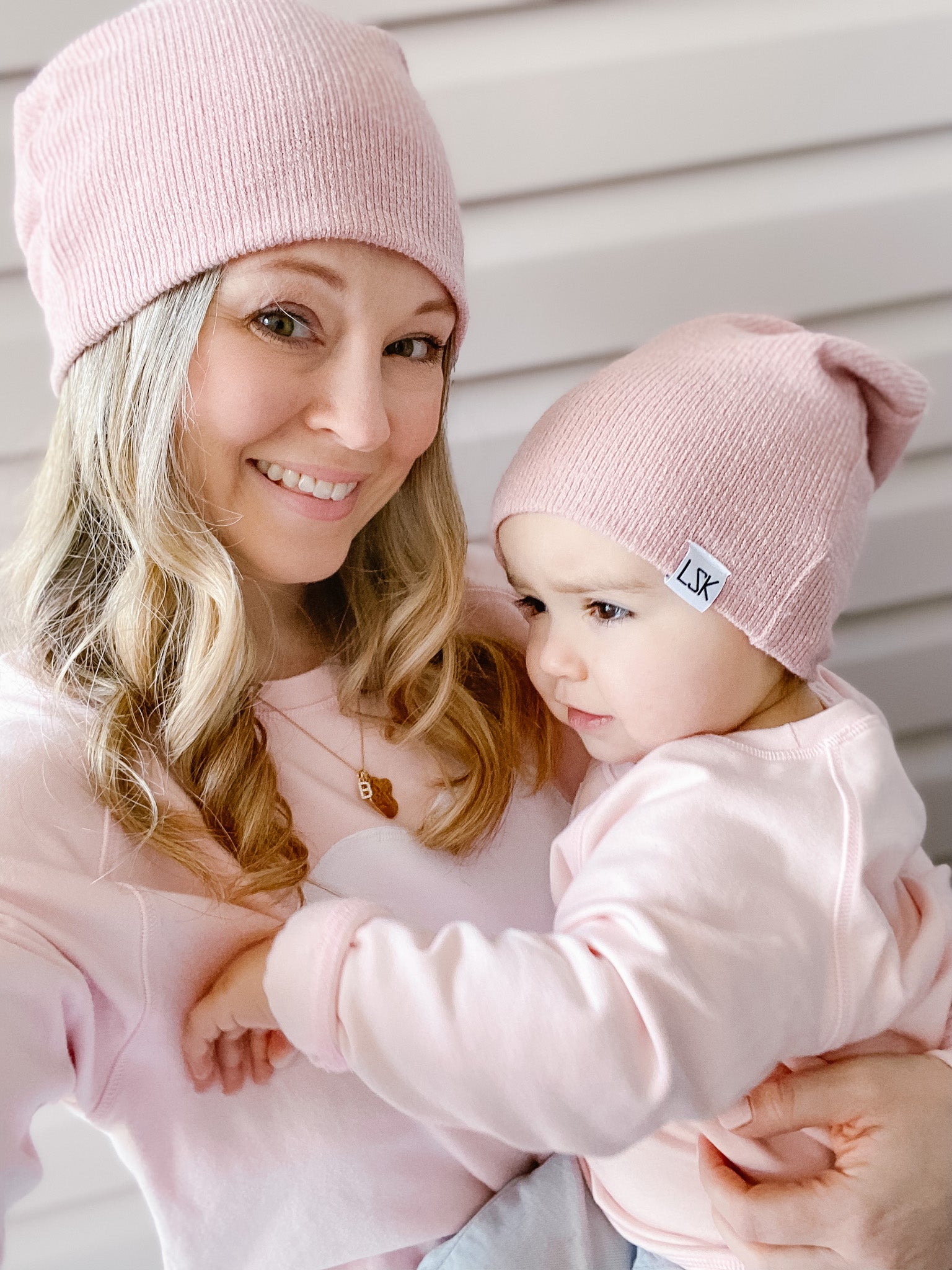 Blush Ribbed Sweater Knit Adult Slouchy Beanie