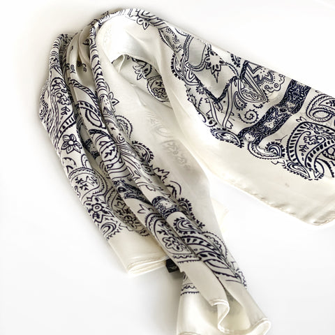 Cream Paisley Satin Blend Scarf